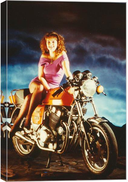  Girl On A Motorcycle Canvas Print by Malcolm Snook