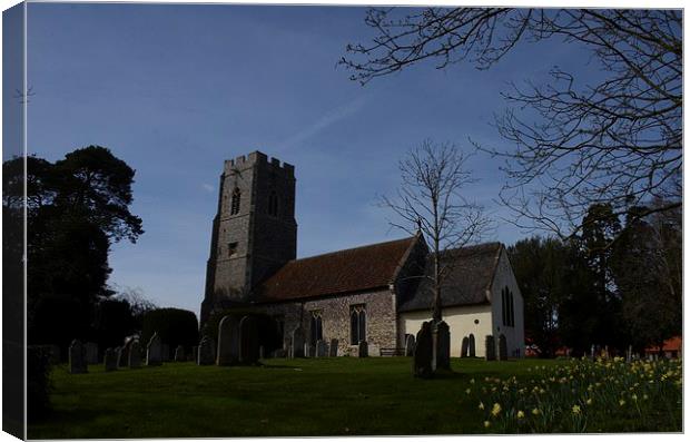 All Saints Church Horsford In Spring  Canvas Print by Malcolm Snook
