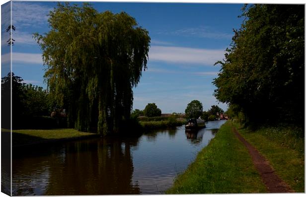  Rural Idyll On The Canal Canvas Print by Malcolm Snook