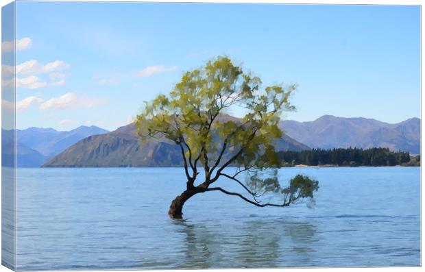 The Lonely Tree Lake Wanaka Canvas Print by Malcolm Snook