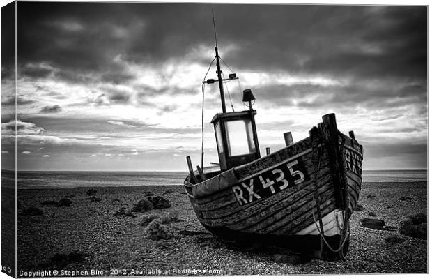 Fishing Boat at Dungeness, Kent Canvas Print by Stephen Birch
