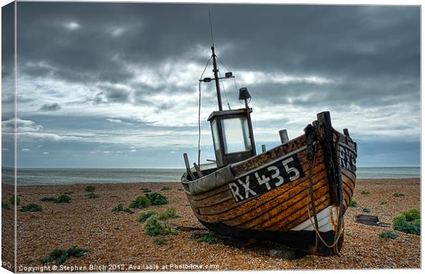 Fishing Boat at Dungeness, Kent Canvas Print by Stephen Birch