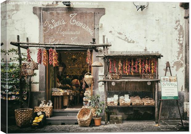  Village shop in Sorrento Italy Canvas Print by Stephen Birch