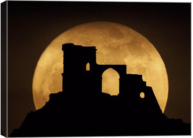 Mow Cop Super Moon Canvas Print by Peter J Bailey
