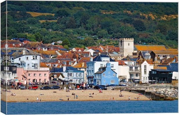 Lyme Regis Town and Beach  Canvas Print by Darren Galpin