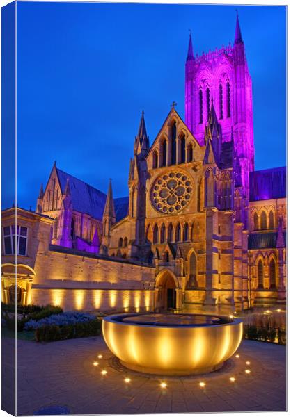 Lincoln Cathedral and Wishing Well Canvas Print by Darren Galpin