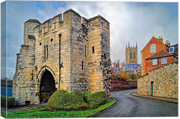 Pottergate Arch and Lincoln Cathedral Canvas Print by Darren Galpin