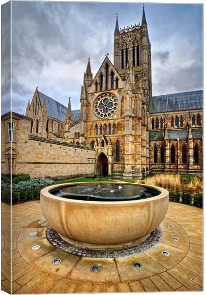 Lincoln Cathedral and Wishing Well Canvas Print by Darren Galpin