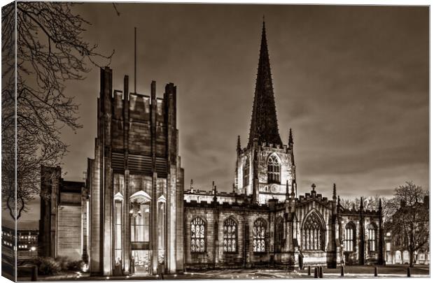 Sheffield Cathedral at Night Canvas Print by Darren Galpin