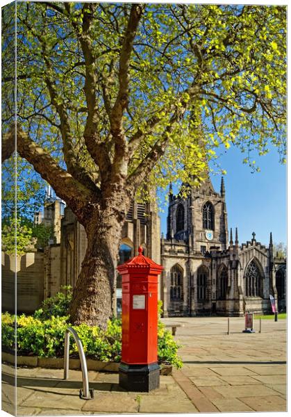 Sheffield Cathedral Red Mail Box, South Yorkshire Canvas Print by Darren Galpin