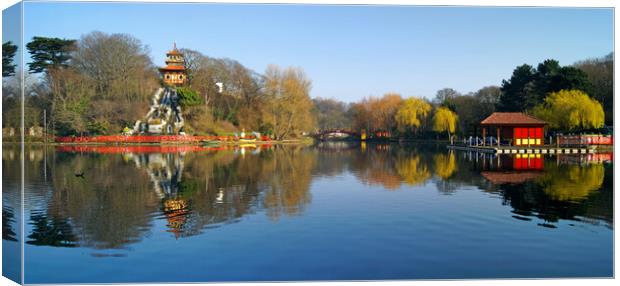 Peasholm Park Reflections  Canvas Print by Darren Galpin