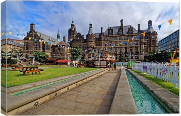 Town Hall and Peace Gardens, Sheffield Canvas Print by Darren Galpin