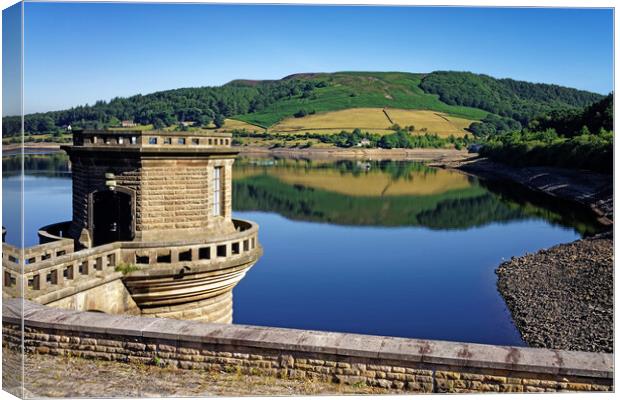 Ladybower Tower and  Reservoir Reflections Canvas Print by Darren Galpin