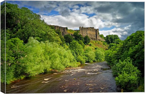 Richmond Castle and River Swale Canvas Print by Darren Galpin