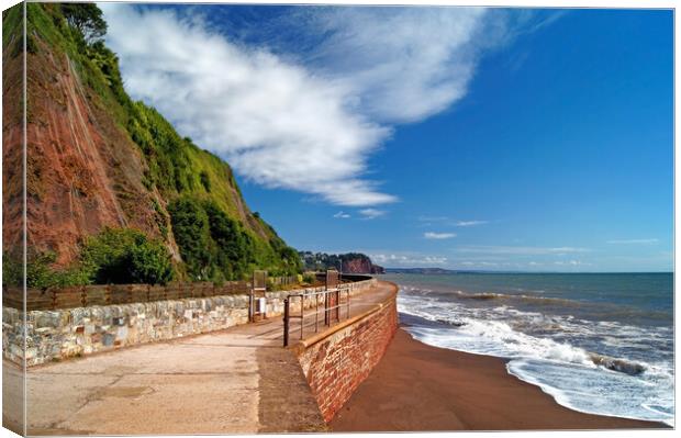 Teignmouth Sea Wall and Beach, Devon Canvas Print by Darren Galpin