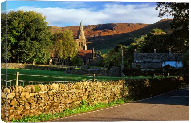 Holy Trinity Church, Edale & Kinder Scout Canvas Print by Darren Galpin