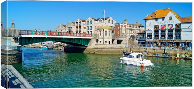 Weymouth Harbour Bridge Panorama  Canvas Print by Darren Galpin