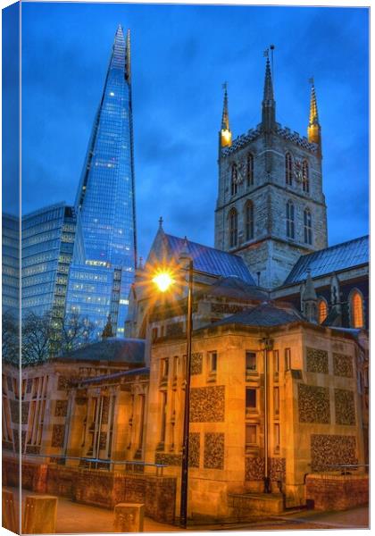 London The Shard and Southwark Cathedral  Canvas Print by Darren Galpin