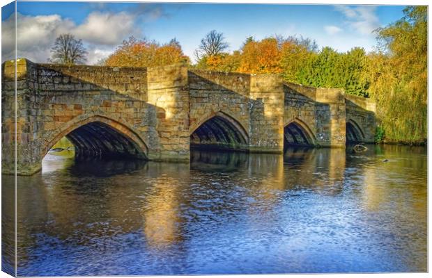 Bakewell Bridge and River Wye   Canvas Print by Darren Galpin