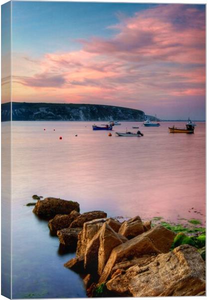 Swanage Sunset Canvas Print by Darren Galpin