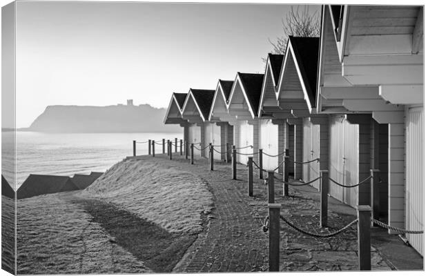 Scarborough Beach Huts and Castle Canvas Print by Darren Galpin