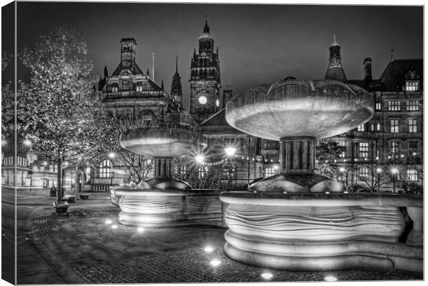 Sheffield Town Hall and Peace Gardens   Canvas Print by Darren Galpin