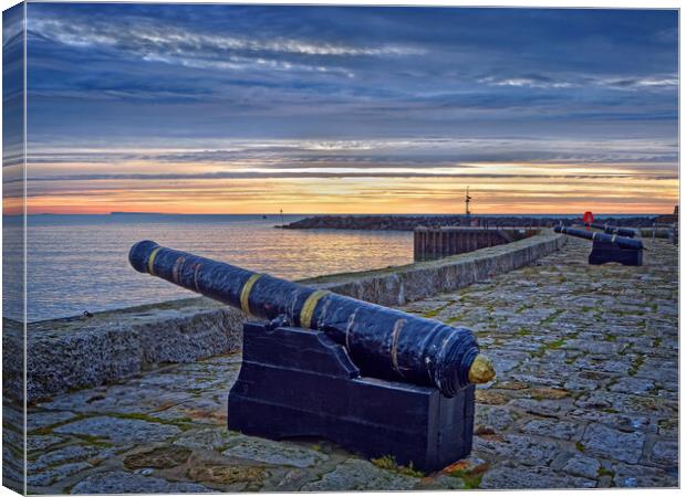 Lyme Regis Harbour Sunrise Canvas Print by Darren Galpin