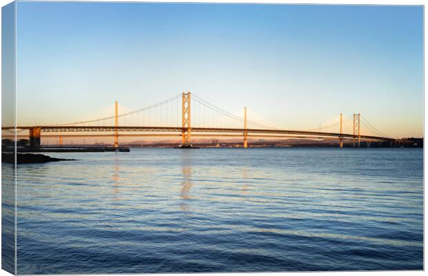 Forth Road Bridge and Queensferry Crossing Canvas Print by Darren Galpin