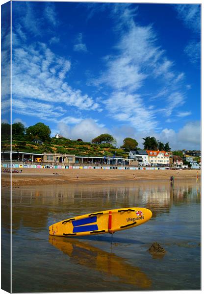 Lyme Regis Seafront & Lifeguard Raft Canvas Print by Darren Galpin