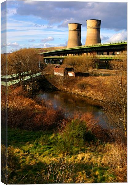 Tinsley Cooling Tower, M1 & River Don Canvas Print by Darren Galpin