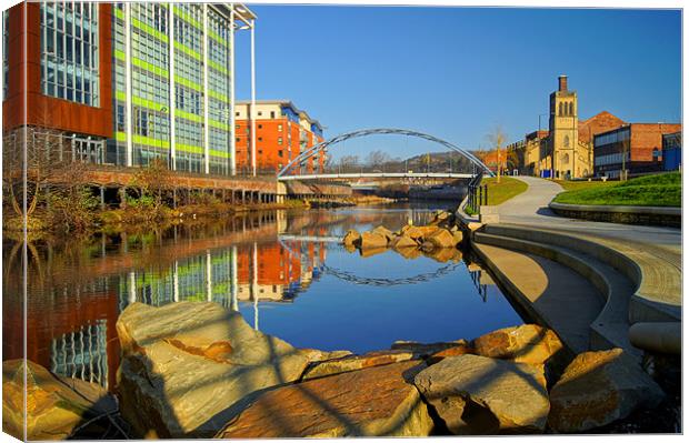 Pocket Park Next to River Don,Sheffield Canvas Print by Darren Galpin