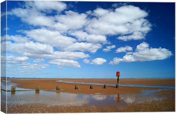 Cleethorpes Beach at Low Tide Canvas Print by Darren Galpin