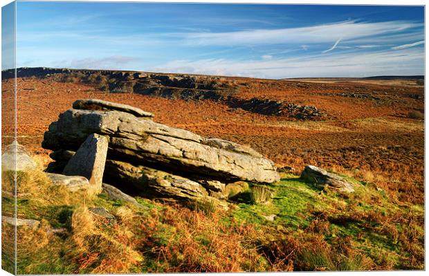 Burbage Rocks from Hathersage Moor Canvas Print by Darren Galpin