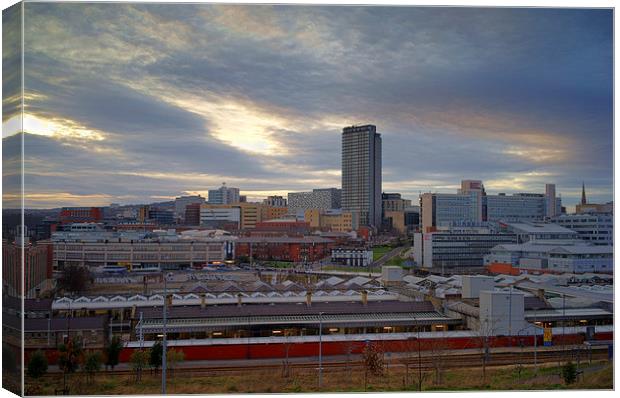 Sunset over Sheffield Skyline Canvas Print by Darren Galpin