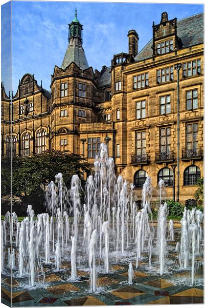 Sheffield Town Hall and Goodwin Fountain  Canvas Print by Darren Galpin