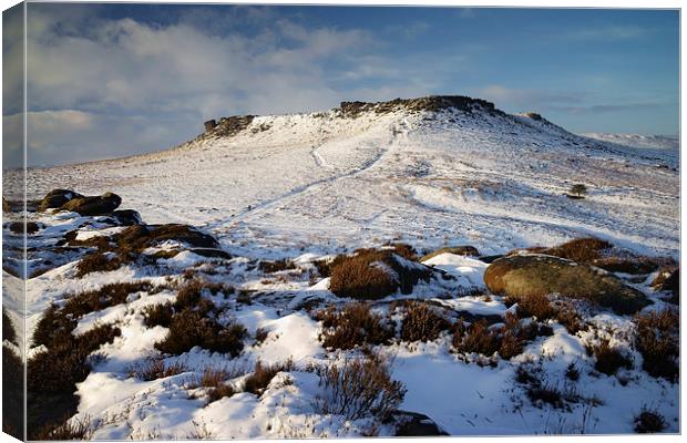 Carl Wark and Higger Tor in Winter  Canvas Print by Darren Galpin