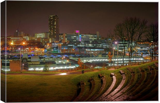 Sheffield City Centre at Night  Canvas Print by Darren Galpin