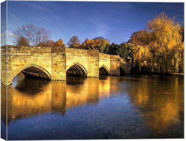 Bakewell Bridge and River Wye  Canvas Print by Darren Galpin