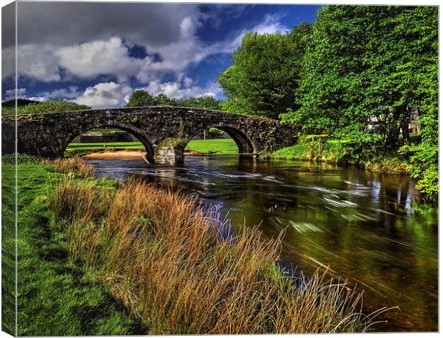 Two Bridges and West Dart River  Canvas Print by Darren Galpin