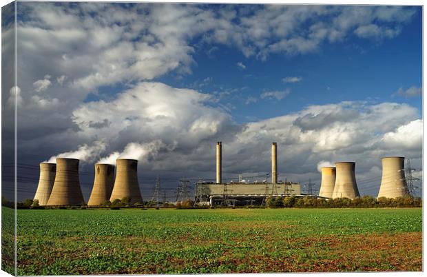 Stormy Skies over West Burton Power Stations Canvas Print by Darren Galpin