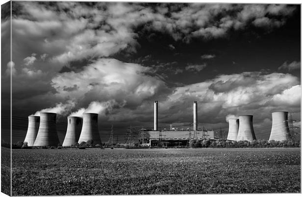 West Burton Power Stations in Mono  Canvas Print by Darren Galpin