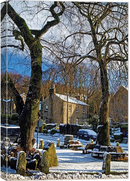 Bamford Village in Winter Canvas Print by Darren Galpin