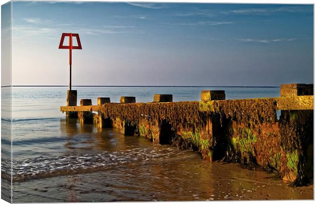 Sea Defences at Swanage Bay  Canvas Print by Darren Galpin