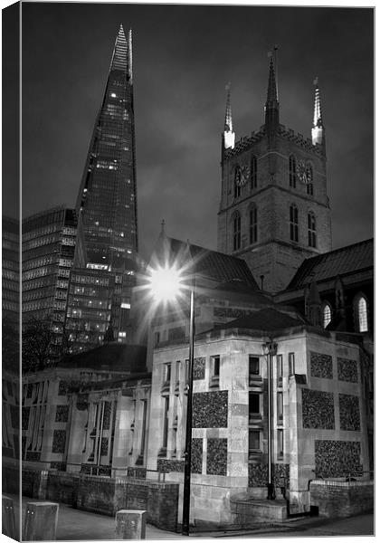 The Shard & Southwark Cathedral at Night  Canvas Print by Darren Galpin
