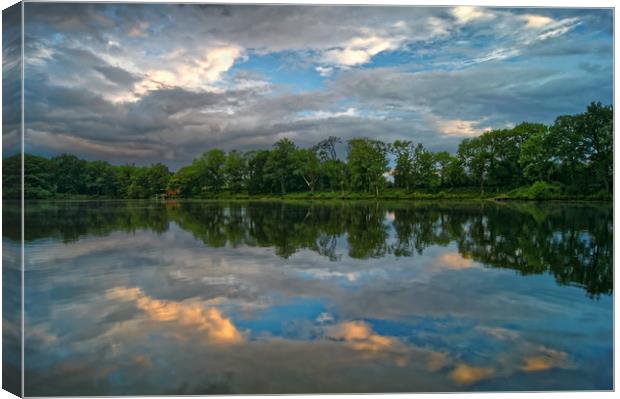 Chard Reservoir Dawn Reflections                   Canvas Print by Darren Galpin