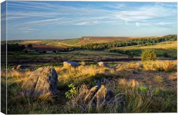 Burbage Rocks from Owler Tor                       Canvas Print by Darren Galpin