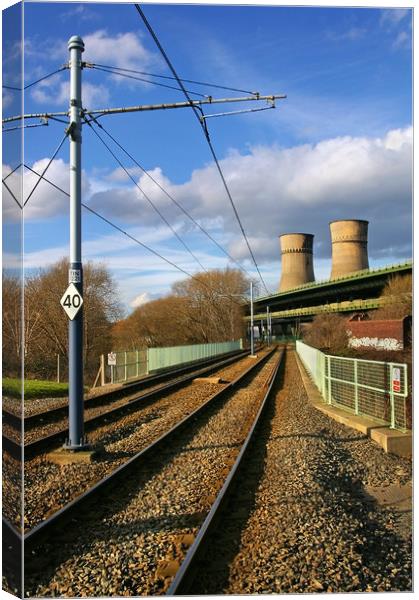 Tram Lines and Tinsley Cooling Towers Canvas Print by Darren Galpin