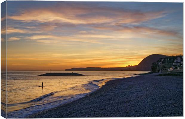 Sidmouth Sunset                     Canvas Print by Darren Galpin