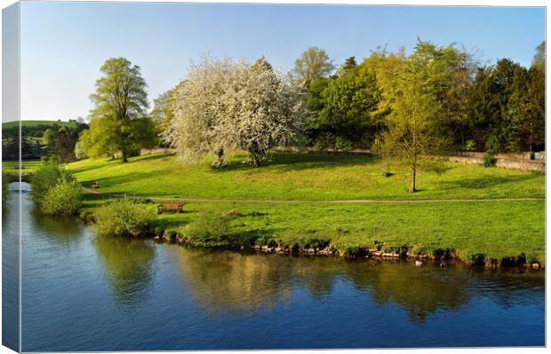 River Wye from Bakewell Bridge                     Canvas Print by Darren Galpin