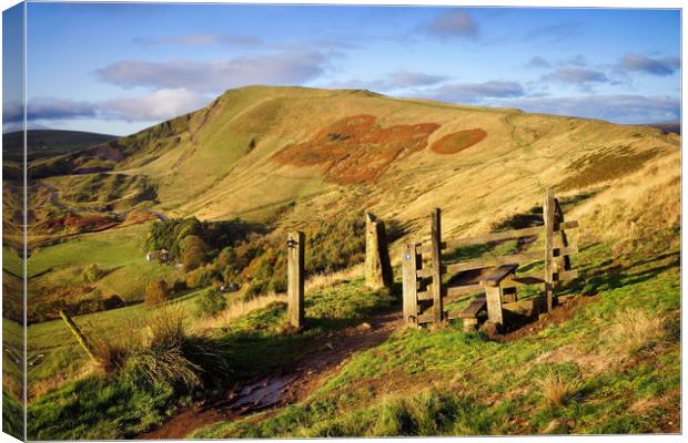 Footpath to Mam Tor                             Canvas Print by Darren Galpin